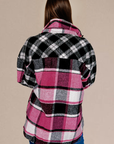 Veste ample à carreaux noirs et blocs de couleurs