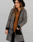 Black Leopard Patched Pocket Open Front Cardigan - Toi ‘n’ Moi Ltd