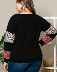 Black Plus Size Leopard Patchwork Strappy Neck Top - Toi ‘n’ Moi Ltd