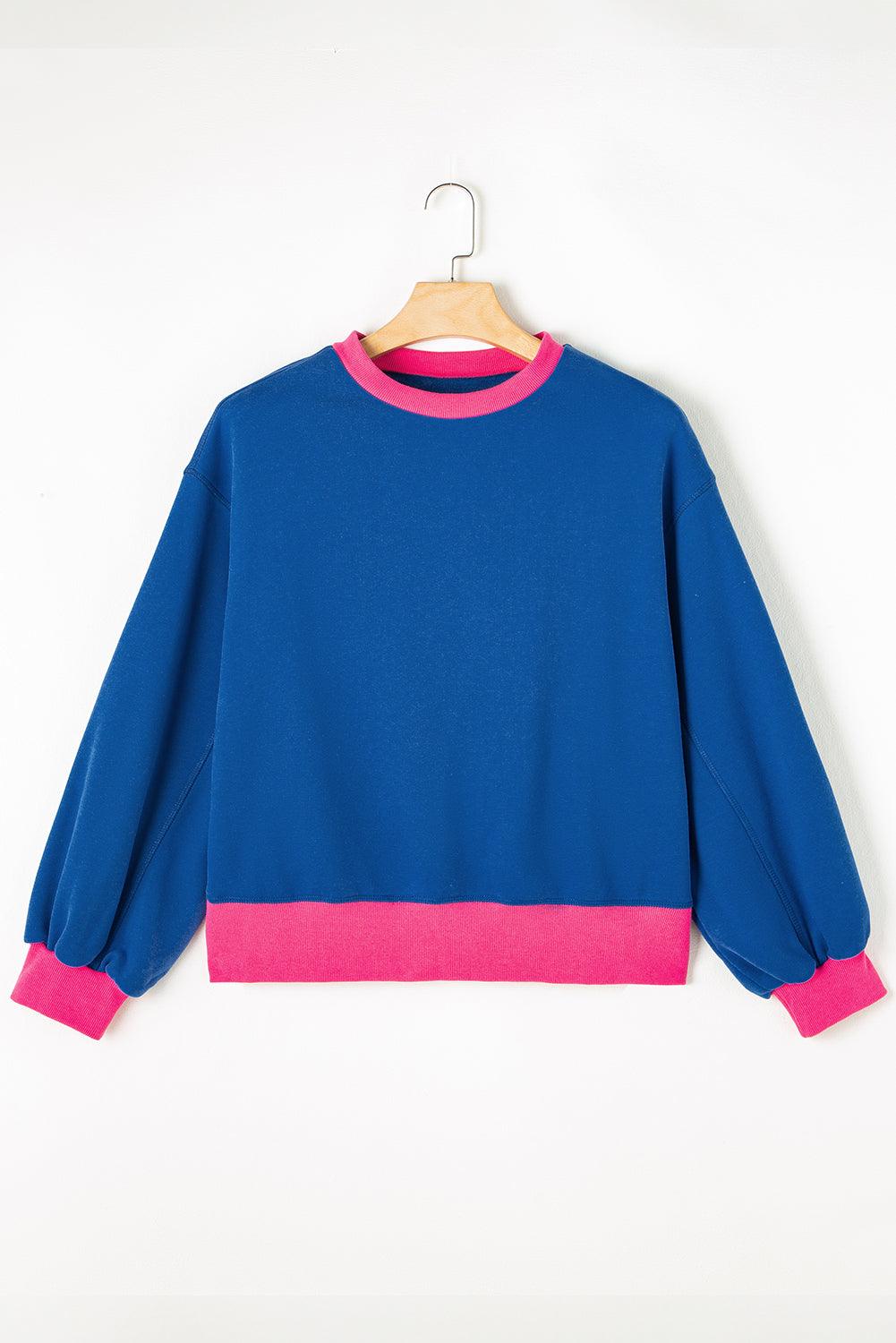 Blue Colorblock Bubble Sleeve Sweatshirt - Toi ‘n’ Moi Ltd