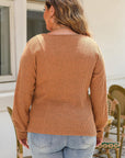Brown Plus Size Ribbed Slim Fit Knit Top - Toi ‘n’ Moi Ltd