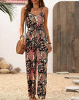 Black Boho Belted Sleeveless Wide Leg Jumpsuit - Toi ‘n’ Moi Ltd