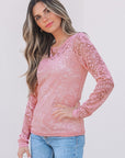 Blossom Floral Lace Sheer Long Sleeve Top - Toi ‘n’ Moi Ltd