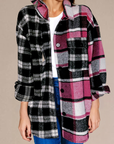 Veste ample à carreaux noirs et blocs de couleurs