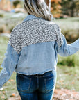 Blue Plus Size Leopard Ripped Cropped Denim Jacket - Toi ‘n’ Moi Ltd