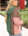 Breen Plus Size Colorblock Patchwork V Neck Hoodie - Toi ‘n’ Moi Ltd