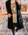Black Solid Color Open Front Cardigan with Pocket - Toi ‘n’ Moi Ltd
