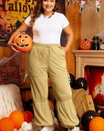 Beige Drawstring Adjusted Band High Waist Plus Size Pants - Toi ‘n’ Moi Ltd
