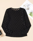 Black Bow Pattern Long Sleeve Slim Fit Mesh Top - Toi ‘n’ Moi Ltd