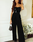 Black Sequin Tube Top Wide Leg Jumpsuit - Toi ‘n’ Moi Ltd