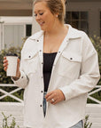 Beige Plus Size Textured Flap Pockets Jacket - Toi ‘n’ Moi Ltd