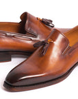 Paul Parkman Brown Goodyear Welted Tassel Loafers (ID