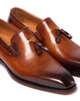 Paul Parkman Brown Goodyear Welted Tassel Loafers (ID