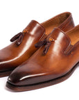 Paul Parkman Brown Goodyear Welted Tassel Loafers (ID