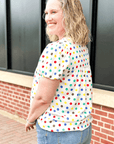 Apricot Plus Size Colorful Polka Dots Tie Neck Puff Sleeve Blouse - Toi ‘n’ Moi Ltd