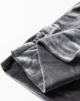 Medium Grey Leopard Splicing Lantern Sleeve Velvet Blouse