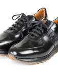 Paul Parkman Men's Black Polished Leather Sneakers (ID