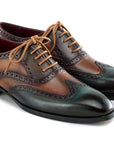 Paul Parkman Wingtip Oxfords Green Handpainted Calfskin (ID