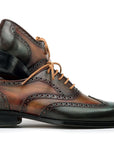 Paul Parkman Wingtip Oxfords Green Handpainted Calfskin (ID