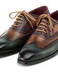 Paul Parkman Wingtip Oxfords Green Handpainted Calfskin (ID