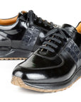 Paul Parkman Men's Black Polished Leather Sneakers (ID