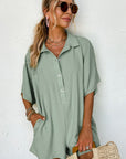 Black Plain Half Button Collared Pocket Loose Romper - Toi ‘n’ Moi Ltd