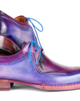 Paul Parkman Men's Hand-Welted Blue & Purple Leather Derby Shoes (ID