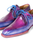 Paul Parkman Men's Hand-Welted Blue & Purple Leather Derby Shoes (ID