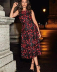Women'S Dress Cocktail Party Size 10 Prom Elegant 3D Poppy Midi Black & Red - Toi ‘n’ Moi Ltd