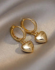Charm Gold Heart Drop Dangle Hoop Earrings Women Girls Jewellery Gift UK - Toi ‘n’ Moi Ltd