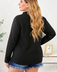 Black Plus Size Quilted Button Up Henley Sweatshirt - Toi ‘n’ Moi Ltd