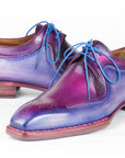 Paul Parkman Men's Hand-Welted Blue & Purple Leather Derby Shoes (ID