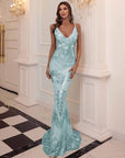 Marissa Aqua Sequin Gown