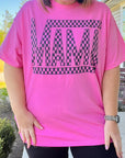 Bright Pink Checker MAMA Letter Printed Graphic Plus Size T Shirt - Toi ‘n’ Moi Ltd
