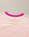 Sweat-shirt oversize à coutures apparentes et patchwork d'étoiles rose clair