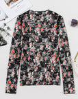 Black Floral Mesh Sheer Long Sleeve Top - Toi ‘n’ Moi Ltd