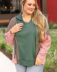 Breen Plus Size Colorblock Patchwork V Neck Hoodie - Toi ‘n’ Moi Ltd