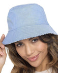 LADIES LIGHT DENIM BLUE BUCKET HAT SUN PROTECTION SUMMER BEACH FESTIVAL FISHING - Toi ‘n’ Moi Ltd