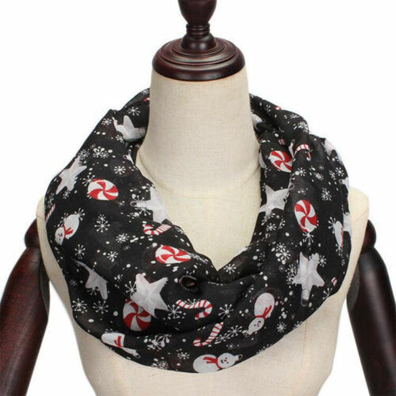 Womens Ladies Christmas Festive Scarf Santa Claus Snowman Print Winter Gifts UK - Toi ‘n’ Moi Ltd