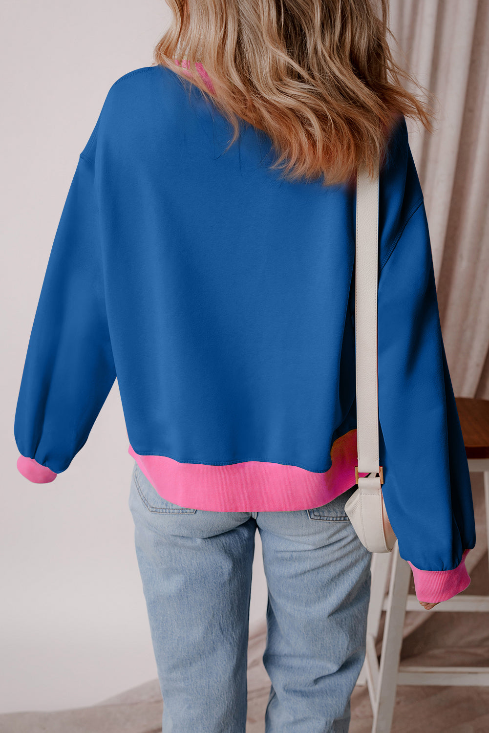 Blue Colorblock Bubble Sleeve Sweatshirt - Toi ‘n’ Moi Ltd