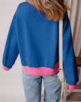 Blue Colorblock Bubble Sleeve Sweatshirt - Toi ‘n’ Moi Ltd