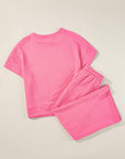 Ensemble t-shirt ample texturé rose fraise et pantalon à cordon de serrage