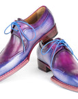 Paul Parkman Men's Hand-Welted Blue & Purple Leather Derby Shoes (ID