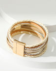 Beige BLESSED Rhinestone Braided Detail Buckle Bracelet - Toi ‘n’ Moi Ltd