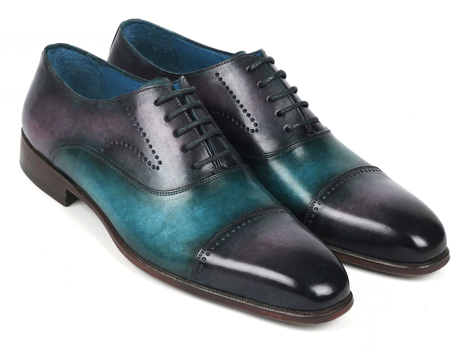 Paul Parkman Men's Cap Toe Oxfords Purple & Turquoise (ID