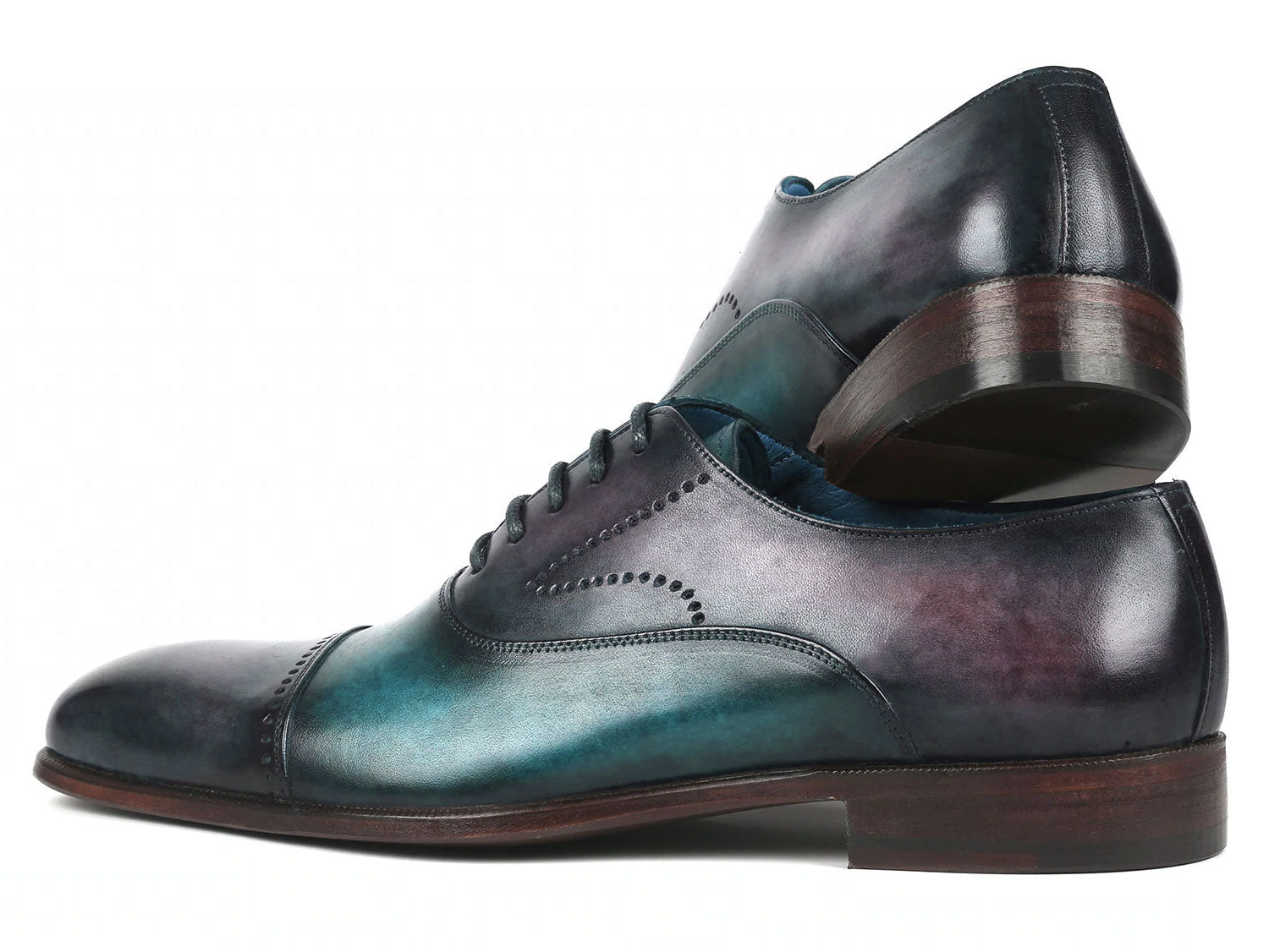 Paul Parkman Men's Cap Toe Oxfords Purple & Turquoise (ID