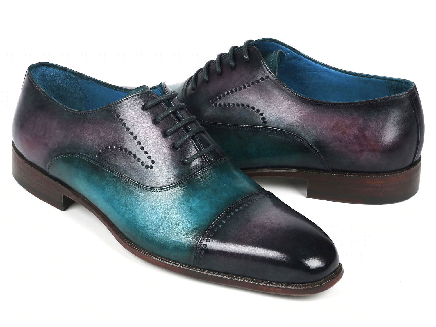 Paul Parkman Men's Cap Toe Oxfords Purple & Turquoise (ID