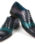 Paul Parkman Men's Cap Toe Oxfords Purple & Turquoise (ID