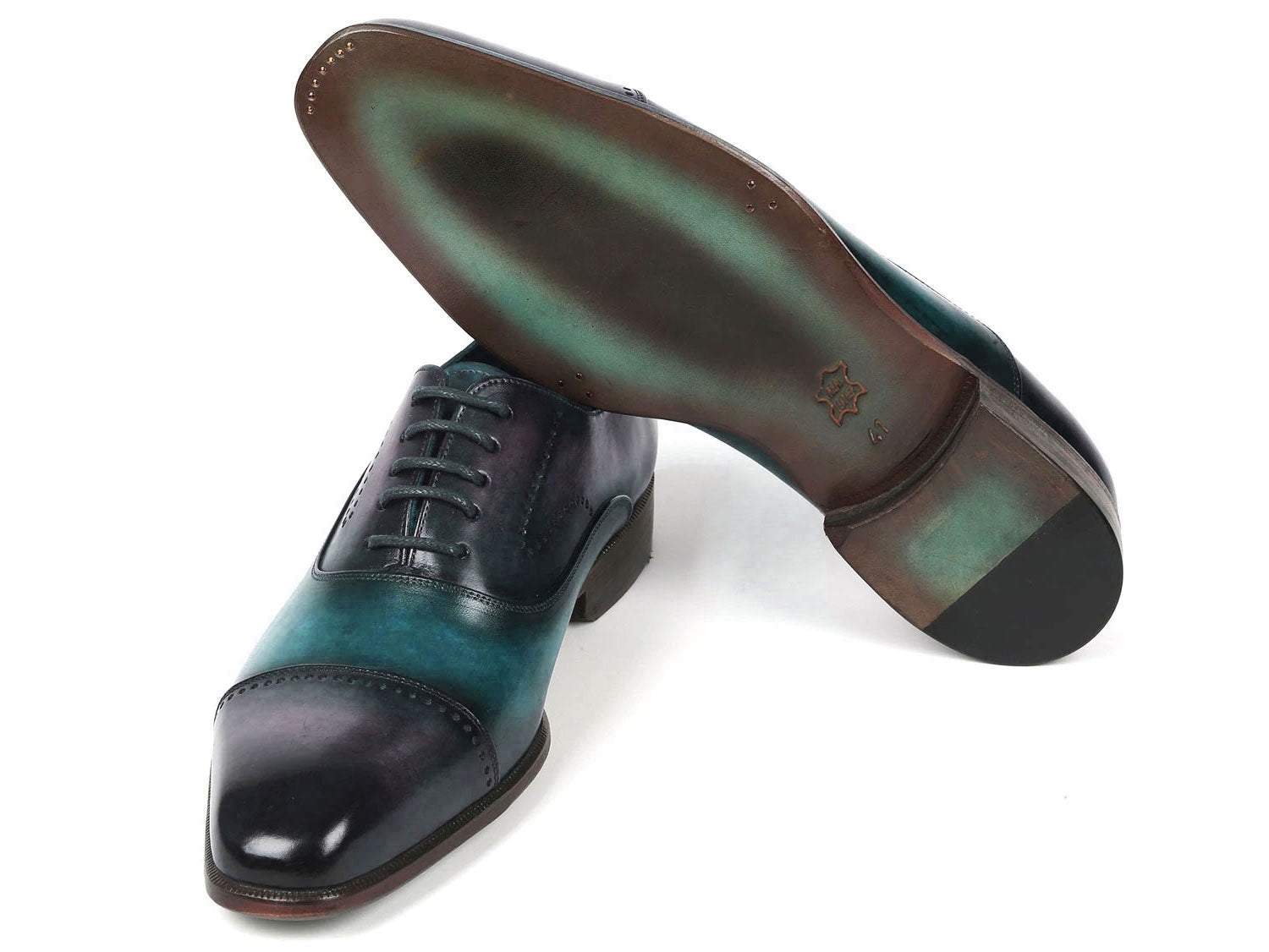 Paul Parkman Men's Cap Toe Oxfords Purple & Turquoise (ID