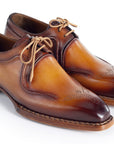 Paul Parkman Men's Hand-Welted Camel Brown Leather Derby Shoes (ID
